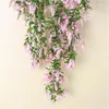 Decorative Flowers Artificial Hanging Plastic Lavender Vine Plant Party Decoration Simulation Wall Basket Flower Fake Plants