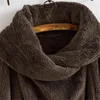 Chaquetas de mujer de gran tamaño, moda de felpa, abrigo de ala de murciélago, chaqueta informal de cuello alto de piel sintética para mujer, ropa de abrigo de manga larga para invierno para mujer