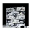 Ящики для хранения Бункеры Управление звуком Светодиодный свет Прозрачная коробка для обуви Кроссовки Антиоксидантный органайзер Стойка для коллекции обуви Стена 2844 Dhdvv