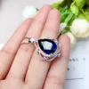 Bracelet Earrings Necklace Exquisite Tear Drop Style Blue Sapphire And Ring Jewelry Set For Women Real 925 Silver Natural Gem Girl Valentine