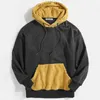 Men's Hoodies Men's Thickened Sweatshirt Long Sleeve Colorblock Pocket Simple Drawstring Hoodie