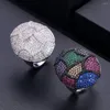 Anéis de casamento Jankelly2023 Trendy Disco Ball Big Bold Declaração Anel para Mulheres Charm Charm de Fingos de Zircão Charm Bohemian Beach Jóia