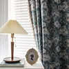 Rideau bleu peinture à l'huile fleur cuisine rideaux pour salon salle à manger chambre américain pays baie fenêtre Semi-ombrage