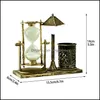 Objets décoratifs Figurines Vintage Grande Roue Sablier Beautif Bureau Exquis Sable Verre Antique Quicksand Street Lamp Pen Ot8Kd