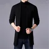남자 스웨터 스웨터 코트 남성 패션 2023 가을 남자의 슬림 한 긴 단색 니트 재킷 캐주얼 카디건