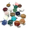 Charms Natural Crystal Stones Flor Shape Tiger Eye Onyx Rose Quartz Charme de pedra Stone Pingents for Jewelry Making Drop Deliv Dh1ih