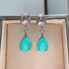 Boucles d'oreilles pendantes lustre tendance charmes Paraiba Tourmaline rubis pierres précieuses goutte pour femmes diamant à haute teneur en carbone bijoux de fête de mariage femme G