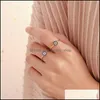 Anneaux de bande S2385 Evil Eye 925 Sier Bague incrustée de diamants Turklish Blue Eyes Ouverture C3 Drop Delivery Jewelry Dhvcc