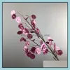 Dekoracja imprezowa sztuczna plastikowa kwiat perłowy Kolor Shell Długie gałąź Symisowane kwiaty wyposażenie domu El Tła ściana 7 dhijm