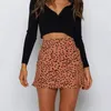 Skirts 2023 Women Mini Skirt High Waist Leopard Print Party Clubwear Casual Elegant A-Line Straight Slitting Slimming Soft Short