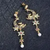 Kolczyki Dangle Qyellow złota ręcznie robiona perła Big for Women Drop Fashion Party Oświadczenie Długość biżuterii Prezent na rocznicę