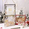 Opakowanie prezentów 10pcs/LOT Świąteczne przezroczyste ciasteczka Opakowanie Pudełko z uchwytem Święty Mikołaj Claus Candy Chocolate Kids Favors