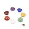 Stone 22mm Heart Love Symbol Chakra Set Reiki Natural Crystal Stones Polering Rock Quartz Yoga Energy Bead Healing Decoration Drop DHM06