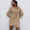 Casual Dresses Autumn Irregular Short Skirt Sexy High Waist Wrap Hip Office Lady Long Sleeve Suit Dress Daily Ritual Cosy Frock For Girls