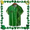 Мужские повседневные рубашки Рубашка с ирландским трилистником Отпускные блузки ко дню Святого Патрика Стильные негабаритные с короткими рукавами