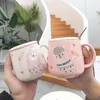 Mugs 400ml Cute Cartoon Alpaca Pot Belly Ceramic Cup Mini Coffee Mug With Lid And Spoon For Boys Girls Lovers Milk