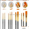 Painting Supplies Professional Fine Tip Paint Brush Round Pointed Nylon Hair Artist Acrylic Paints For Watercolor Oil Drop Delivery Otxbh