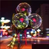 Party Decoration Colorf Luminous Balloon Rose Bouquet Transparent Bobo Ball Valentines Day Gift Birthday Wedding Balloons 673 Drop D Dhc3F