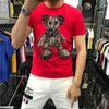 Trendy Men Thirts Thirts Rhinestone Cartoon Design Band Male Tees Summer Cotton Men Tops Nagual Young Popular Style Clothing M-5XL