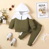 Completi di abbigliamento Set di vestiti per neonato Nato neonato Autunno Primavera Abiti a maniche lunghe Patchwork Felpa con cappuccio Pantaloni Casual