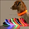 Collari per cani Guinzagli Collare per animali domestici in nylon a led Luce notturna di sicurezza Lampeggiante Bagliore al buio Guinzaglio piccolo Consegna a goccia Forniture per giardino domestico Otv2G