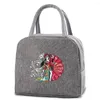 Duffel Bags Saco de lancheira Mulheres Caixa portátil Cooler Kids Food Food Isoll Thermal Organizer Canvas Bolsa de impressão samurai com zíper