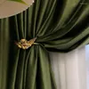Curtain Olive Green Velvet Curtains Nordic Modern Living Room Bedroom Villa Shading Finished Thickened Solid Color