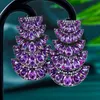 Dangle Earrings & Chandelier Luxury Trendy Purple CZ Sector Cubic Zircon For Women Drop Brincos Fashion JewelryDangle DangleDangle