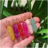 Charms Natural Stone Crystal Draad Wrap Mticolor Rose Quartz Purple Amethist Point Hexagonal Pendum Reiki Chakra Sieraden Druppel Dhufh