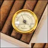 Cigarrtillbehör mini hygrometer rund fuktdetektorformade plast hygrometrar för gitarrtobak piano fillåda precision dro otzst