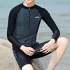 Herrspårar män sätter avslappnad långärmad dragkedja dykning baddräkt baddräkt o hals solskyddsmedel snabb torr surf shorts 4