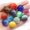 Stone Colorf 20Mm Cats Eye Crystal Round Ball Craft Tumbled Hand Piece Stones Home Decoration Ornaments Good Gifts Drop Delivery Jewe Dhiyo