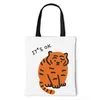 Evening Bags Kawaii Tiger Year Canvas Tote Cartoon Shoulder Bag Harajuku Student Daily Handbag Korean Female Large Capacity Shopper BagEveni