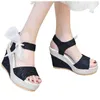 Dress Shoes Lace Leisure Women Wedges Heeled 20022 Summer Sandals Party Platform High Heels Woman Sandalias