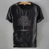 Camisetas masculinas de linho de algodão Camiseta de manga curta para homens camisetas de impressão branca casual 2023 Seção fina de verão Tops roupas masculinas y572