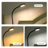 Bordslampor LED Eye Protection Desk Lamp Creative 360 ​​° roterande svanhalsrörsklipp Lätt bärbar USB sovrum sovrum läsning