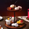 Plates Nordic Doublelayer Wooden Cupcake Plate Dessert Tray Stacked Candy Storage Home Living Room Desktop Decoration Cake