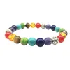 Strand Uomo Donna 7 Chakra Pietra mista Guarigione Prega Mala Bracciale Lava Rock Perline fai da te Gioielli Braccialetti di bilanciamento Fili di perline