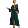 Vêtements ethniques Dubai Hijab Femmes Robes Col V Cousu À La Main Manches Raglan Robe De Soirée 2023 Kaftan Abayas Djellaba Robes Marocaines