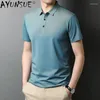 Heren t shirts t-shirts polo hoge korte mouw slik kwaliteit zakelijke casaul zomer mannen kleding streetwear chemise homme shirt