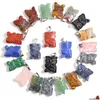 Charms gesneden aangepaste uil hanger natuursteen kristallen genezing chakra stenen dier voor sieraden maken 15x22 mm drop levering fi dhgqn