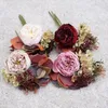 Декоративные цветы цветочные композиции поставки свадебные оранжевые растения стена искусственная роза листья гидрагинга свадебной букет