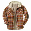 Men's Jackets Check Hooded Sweatshirt Shirt Loose Patch Pocket Jacket