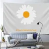 Tapestries Daisy Tapestry Wall Fabric Home Decor Black White Background Personality Cloth Blanket Carpet Bedroom Decoration