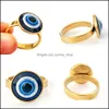 Parringar BK LOTS 30st Gold Devils Eye rostfritt stål ögonglobe charm gåvor kvinnor män goth punk smycken släpp leverans ring dhqt5