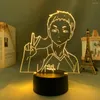 Veilleuses 3D Anime lumière LED Haikyuu Takahiro Hanamaki pour la décoration de la maison Rgb couleur changeante Usb alimenté par batterie lampe de Table Haikyu