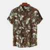 Casual shirts voor heren heren katoenen polyester zomer zomerse mouw shirt bloemen bloemen patroon Hawaiian strand mannelijke blouse voor mannen