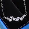 Pendant Necklaces Modern Elegant Necklace For Women White Cubic Zirconia Chain Silver Color Party Daily Trendy Jewelry 2023 ZD1 SSKPendant