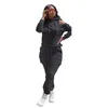 Women's Two Piece Pants American Style Retro Comfort Casual 2023 Beauty Clothing Sports Suit Sweatshirt Off-the-Shoulder Running Hooded Long