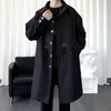 Trench da uomo 2023 Autunno Cappotto da uomo Business Giacche a vento Nero Capispalla lungo moda Giacca a vento Casual Harajuku Bomber